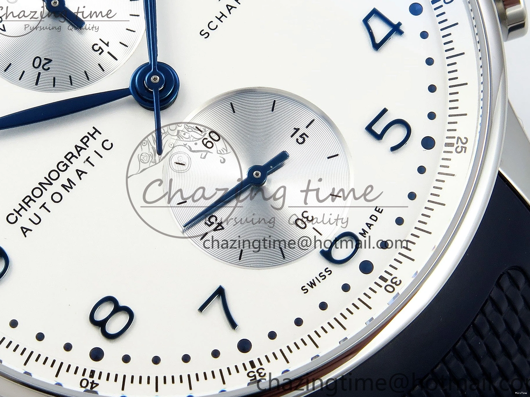MIROTIME 0422 Casual Portuguese Chrono IW3716 Z+F 1:1 Best Edition White Dial on Blue Rubber Strap A 7016